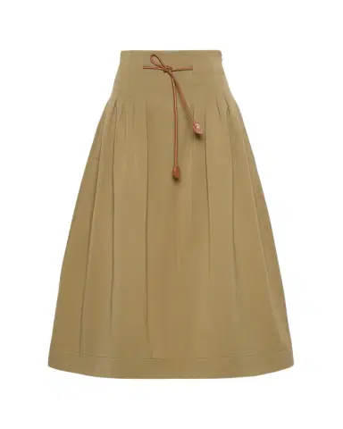 Max Mara Pleated Drawstring Cotton Ottoman Midi Skirt | Thumbnail 1 Max Mara Pleated Drawstring Cotton Ottoman Midi Skirt | Thumbnail 1