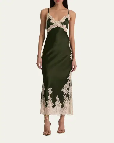 Alice + Olivia Julietta Cutaway Lace-Trim Satin Dress | Thumbnail 2