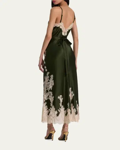 Alice + Olivia Julietta Cutaway Lace-Trim Satin Dress | Thumbnail 3