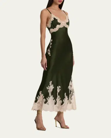 Alice + Olivia Julietta Cutaway Lace-Trim Satin Dress | Thumbnail 4