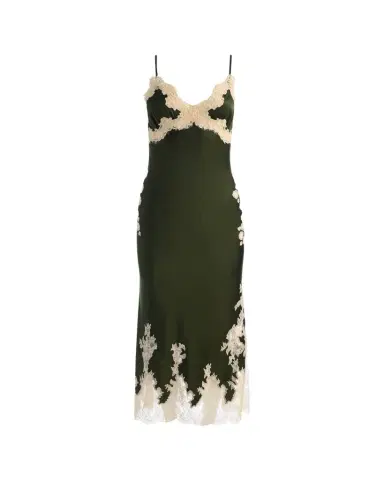 Alice + Olivia Julietta Cutaway Lace-Trim Satin Dress | Thumbnail 1