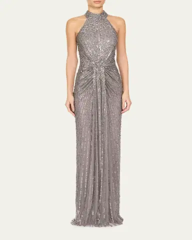 Jenny Packham Whisper Beaded Halter Gown | Thumbnail 2