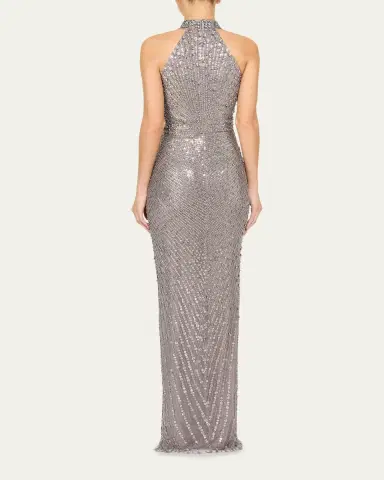 Jenny Packham Whisper Beaded Halter Gown | Thumbnail 3