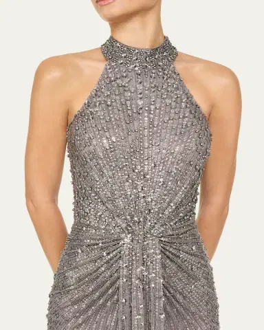 Jenny Packham Whisper Beaded Halter Gown | Thumbnail 4