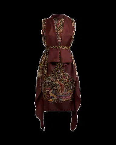 Etro Leopard & Avian Print Silk Foulard Vest | Thumbnail 3