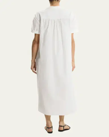 Theory Short-Sleeve Poplin Popover Maxi Dress | Thumbnail 3 Theory Short-Sleeve Poplin Popover Maxi Dress | Thumbnail 3