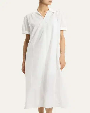 Theory Short-Sleeve Poplin Popover Maxi Dress | Thumbnail 4 Theory Short-Sleeve Poplin Popover Maxi Dress | Thumbnail 4