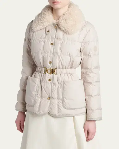 Moncler Cygnes Belted Short Down Jacket | Thumbnail 4 Moncler Cygnes Belted Short Down Jacket | Thumbnail 4