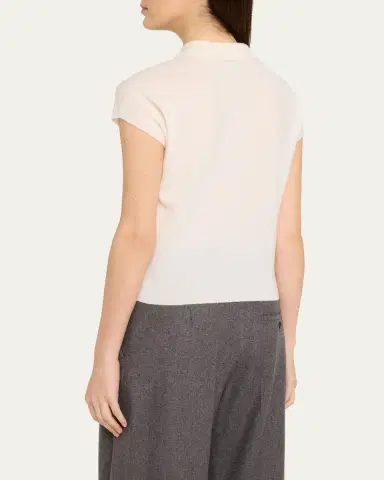 Vince Short-Sleeve Cashmere-Blend Polo Sweater | Thumbnail 3 Vince Short-Sleeve Cashmere-Blend Polo Sweater | Thumbnail 3