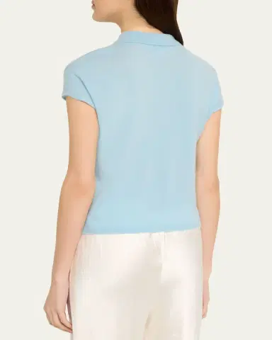 Vince Short-Sleeve Cashmere-Blend Polo Sweater | Thumbnail 7 Vince Short-Sleeve Cashmere-Blend Polo Sweater | Thumbnail 7