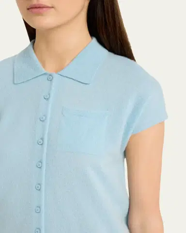 Vince Short-Sleeve Cashmere-Blend Polo Sweater | Thumbnail 9 Vince Short-Sleeve Cashmere-Blend Polo Sweater | Thumbnail 9