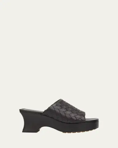 Bottega Veneta 70mm Rosita Intrecciato Leather Wedge Mules | Thumbnail 4