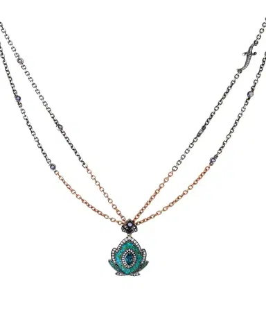 SEVAN BICAKCI 24K Yellow Gold Blue Topaz Micro Mosaic Pendant Necklace with Diamonds | Thumbnail 1