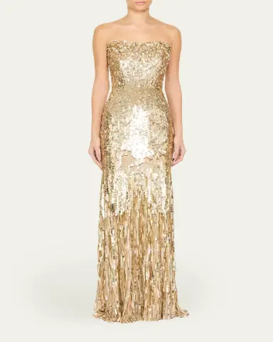 Jenny Packham Kimi Strapless Textured Sequin Gown | Thumbnail 2