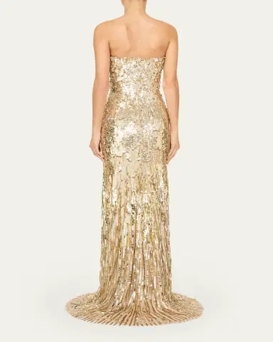 Jenny Packham Kimi Strapless Textured Sequin Gown | Thumbnail 3