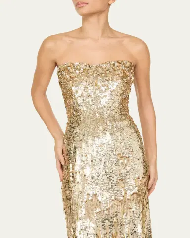 Jenny Packham Kimi Strapless Textured Sequin Gown | Thumbnail 4