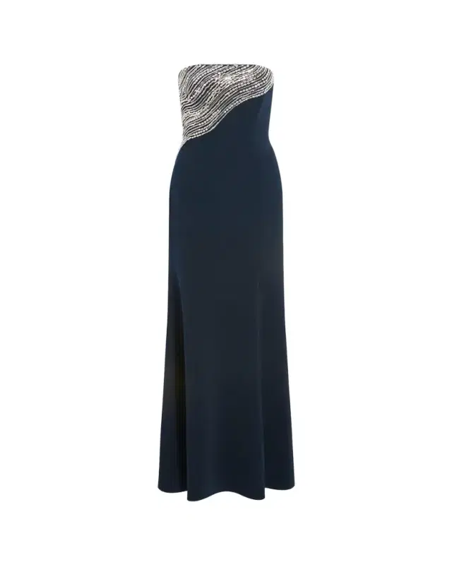 Jenny Packham Soyala Wave Beaded Strapless Gown