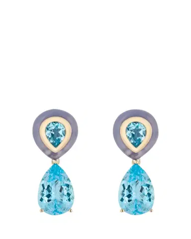 Mason and Books 14K Adela Detachable Drop Earrings with Topaz and Chalcedony | Thumbnail 1