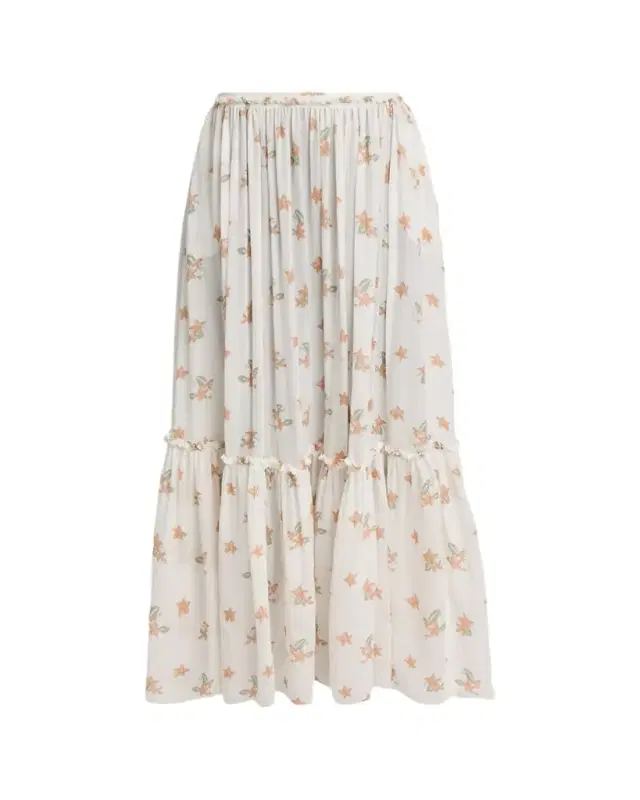 Chloe Blooms Print Silk Maxi Skirt
