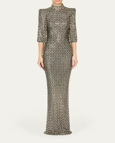 Jenny Packham Sedona 3/4-Sleeve Rhinestone Gown | Thumbnail 2
