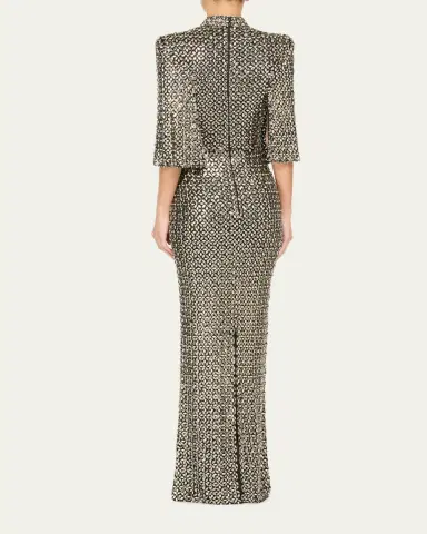 Jenny Packham Sedona 3/4-Sleeve Rhinestone Gown | Thumbnail 3