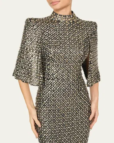 Jenny Packham Sedona 3/4-Sleeve Rhinestone Gown | Thumbnail 4
