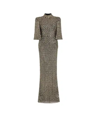 Jenny Packham Sedona 3/4-Sleeve Rhinestone Gown | Thumbnail 1