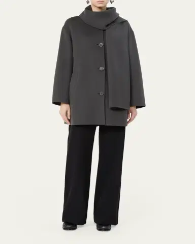 Max Mara Alicia Neck-Scarf Wool Single-Breasted Coat | Thumbnail 2 Max Mara Alicia Neck-Scarf Wool Single-Breasted Coat | Thumbnail 2