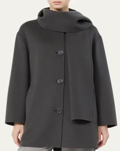Max Mara Alicia Neck-Scarf Wool Single-Breasted Coat | Thumbnail 4 Max Mara Alicia Neck-Scarf Wool Single-Breasted Coat | Thumbnail 4