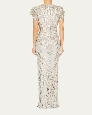 Jenny Packham Lacie V-Neck Cap-Sleeve Beaded Gown | Thumbnail 3 Jenny Packham Lacie V-Neck Cap-Sleeve Beaded Gown | Thumbnail 3
