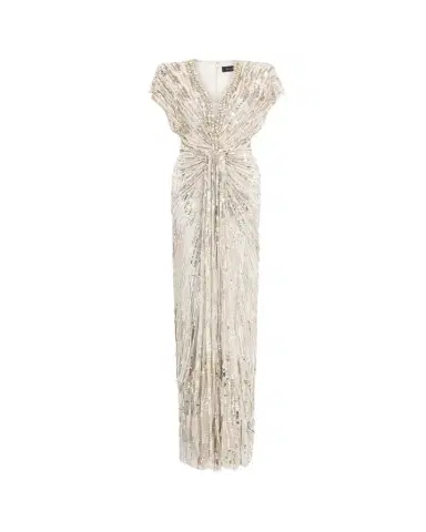 Jenny Packham Lacie V-Neck Cap-Sleeve Beaded Gown | Thumbnail 1 Jenny Packham Lacie V-Neck Cap-Sleeve Beaded Gown | Thumbnail 1