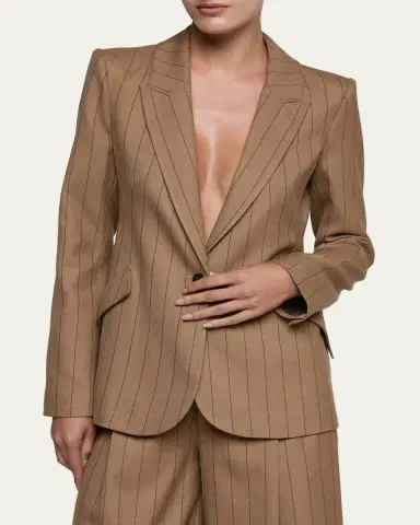 L'Agence Chamberlain Pinstriped Single-Breasted Blazer | Thumbnail 4 L'Agence Chamberlain Pinstriped Single-Breasted Blazer | Thumbnail 4