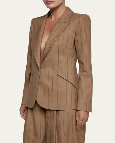 L'Agence Chamberlain Pinstriped Single-Breasted Blazer | Thumbnail 5 L'Agence Chamberlain Pinstriped Single-Breasted Blazer | Thumbnail 5