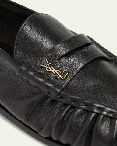 Saint Laurent Men's Le Loafer Creased Leather Mules | Thumbnail 5