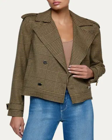 L'Agence Xoey Houndstooth Cropped Trench Coat | Thumbnail 4 L'Agence Xoey Houndstooth Cropped Trench Coat | Thumbnail 4