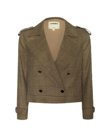 L'Agence Xoey Houndstooth Cropped Trench Coat | Thumbnail 1 L'Agence Xoey Houndstooth Cropped Trench Coat | Thumbnail 1