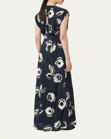 Max Mara Cap-Sleeve Floral-Print Silk Belted Maxi Dress | Thumbnail 3