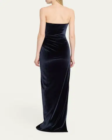 PAMELLA ROLAND Strapless Crystal Embellished Velvet Column Gown | Thumbnail 3 PAMELLA ROLAND Strapless Crystal Embellished Velvet Column Gown | Thumbnail 3
