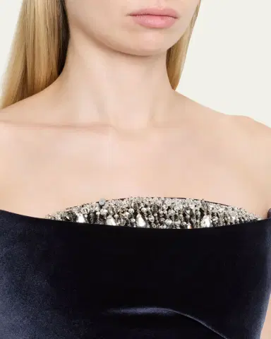 PAMELLA ROLAND Strapless Crystal Embellished Velvet Column Gown | Thumbnail 5 PAMELLA ROLAND Strapless Crystal Embellished Velvet Column Gown | Thumbnail 5