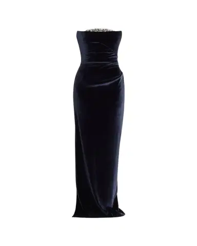 PAMELLA ROLAND Strapless Crystal Embellished Velvet Column Gown | Thumbnail 1 PAMELLA ROLAND Strapless Crystal Embellished Velvet Column Gown | Thumbnail 1