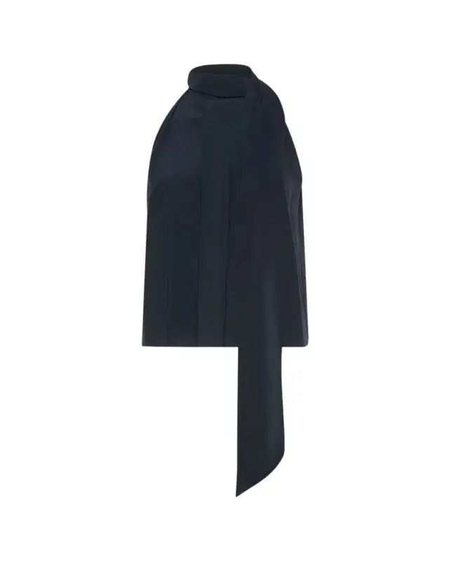 Pleated Silk Crepe De Chine Halter Top