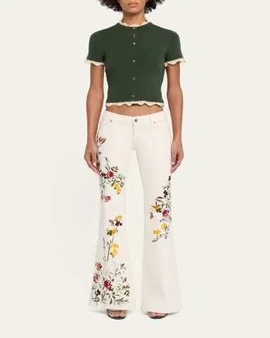 Alice + Olivia Ciara Crochet-Trim Ribbed Cardigan | Thumbnail 2 Alice + Olivia Ciara Crochet-Trim Ribbed Cardigan | Thumbnail 2