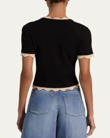Alice + Olivia Ciara Crochet-Trim Ribbed Cardigan | Thumbnail 7 Alice + Olivia Ciara Crochet-Trim Ribbed Cardigan | Thumbnail 7