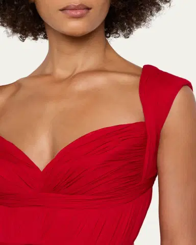 PAMELLA ROLAND Sleeveless Ruched Chiffon Cape Gown | Thumbnail 5