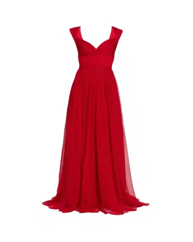 PAMELLA ROLAND Sleeveless Ruched Chiffon Cape Gown | Thumbnail 1