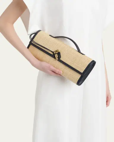 Bottega Veneta Andiamo Woven Raffia Clutch Bag | Thumbnail 2