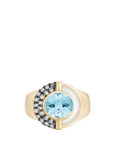 Mason and Books 14K Sugar and Spice Ring with Topaz, Diamonds and Mother-of-Pearl | Thumbnail 1