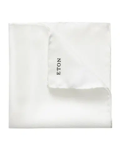 Eton White Silk Pocket Square | Thumbnail 1