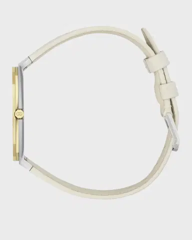 Gucci 34mm 25H Quartz Watch with Leather Strap, White | Thumbnail 3 Gucci 34mm 25H Quartz Watch with Leather Strap, White | Thumbnail 3
