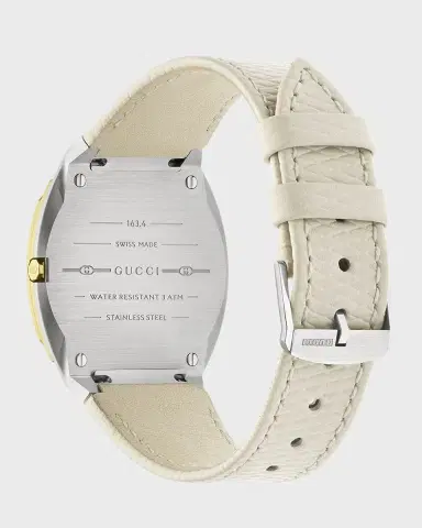 Gucci 34mm 25H Quartz Watch with Leather Strap, White | Thumbnail 4 Gucci 34mm 25H Quartz Watch with Leather Strap, White | Thumbnail 4